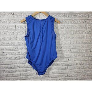 Andie Womens Bodysuit 1X Plus Snap Up Blue One Piece Sleeveless BLU81E